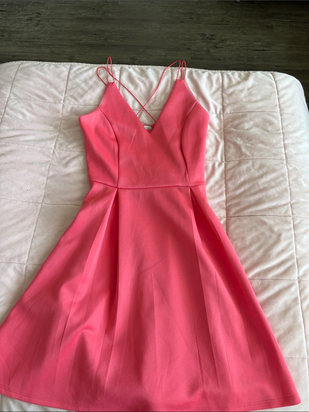 Charlotte Russe Coral Pink V-Neck Spaghetti Strap Mini Dress
